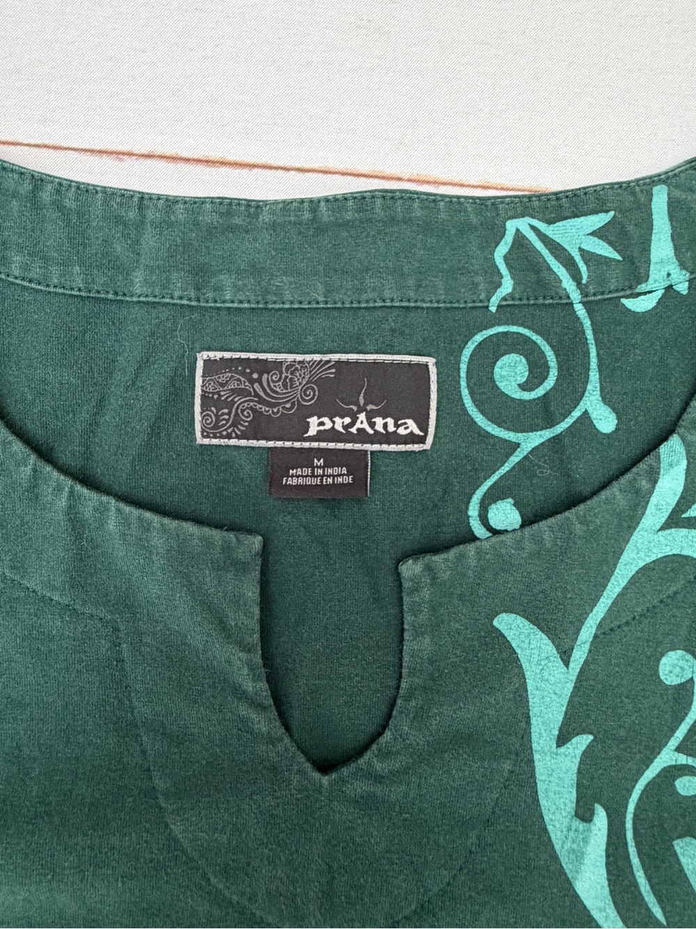 prAna Organic Cotton Green Boho Graphic Dress M - Picture 2 of 7